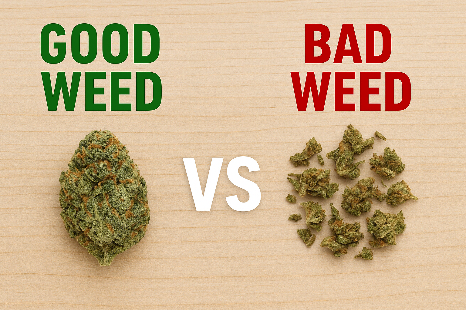 Comparison graphic for evaluating cannabis flower quality