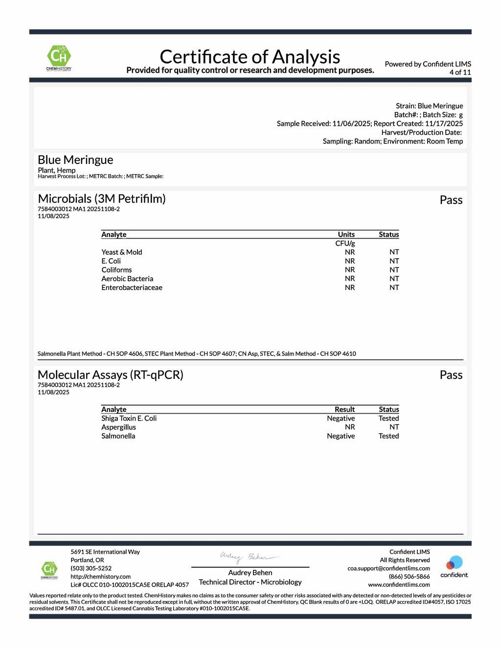 Blue Meringue COA 4