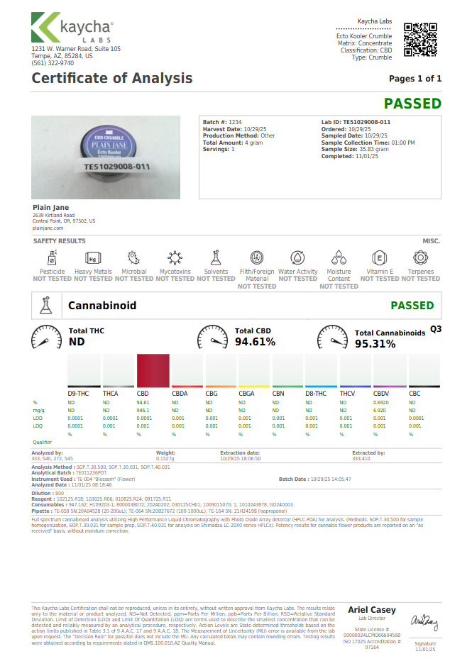 Ecto kooler crumble coa