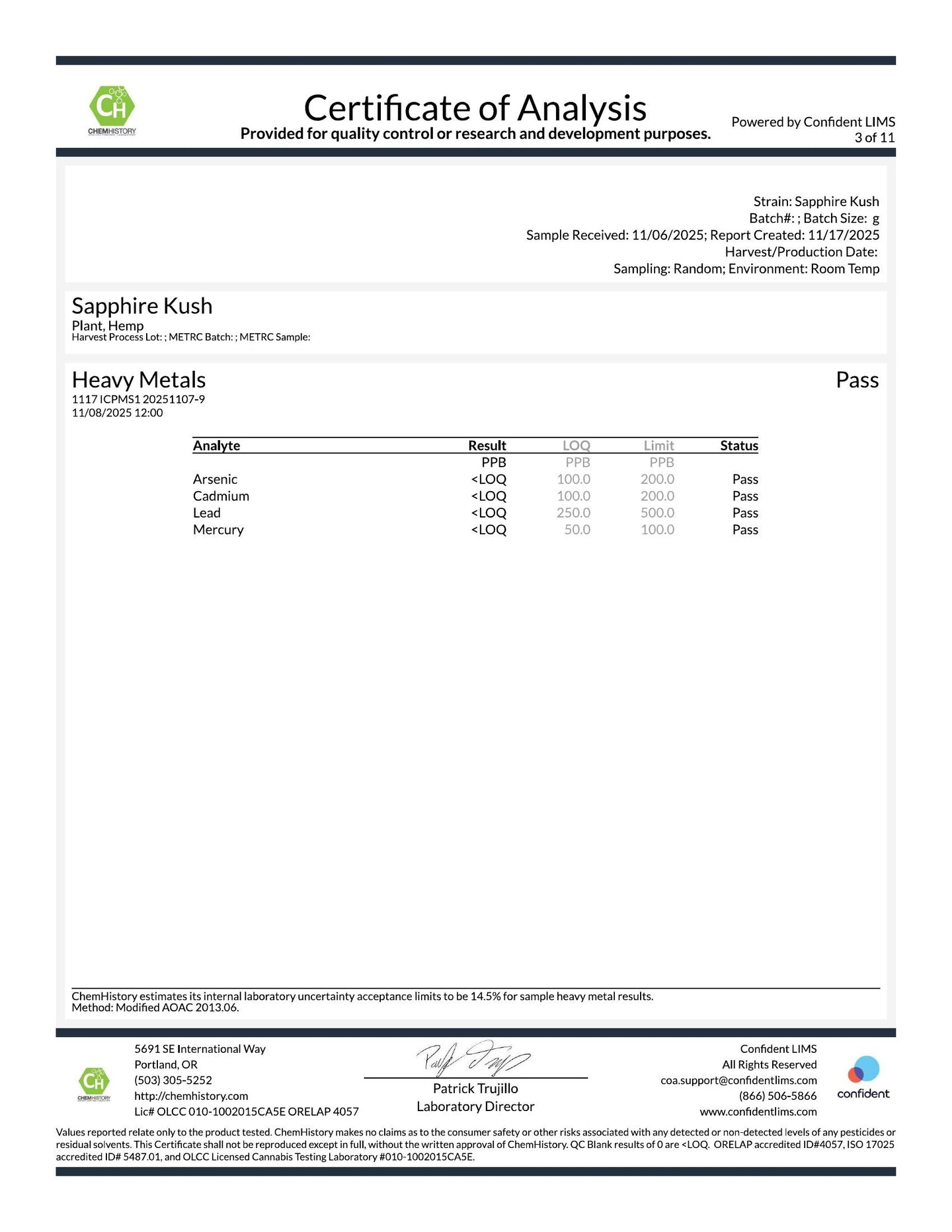 Saphire Kush COA 3