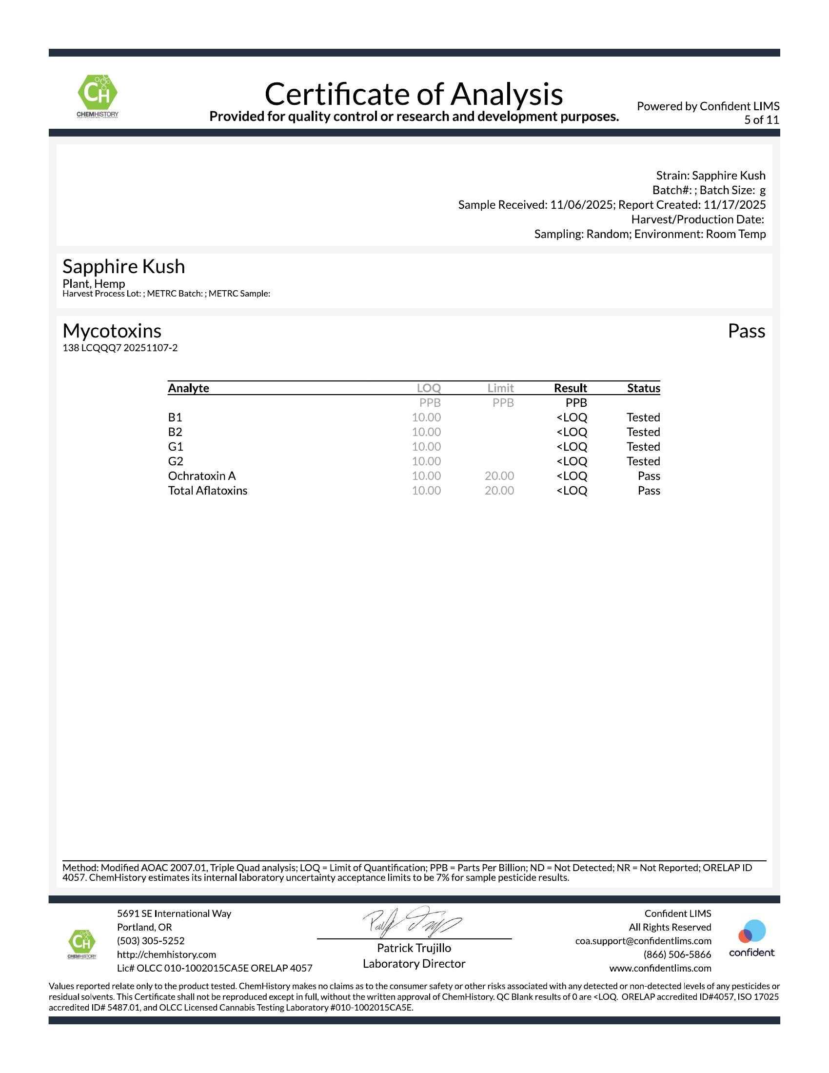 Saphire Kush COA 5