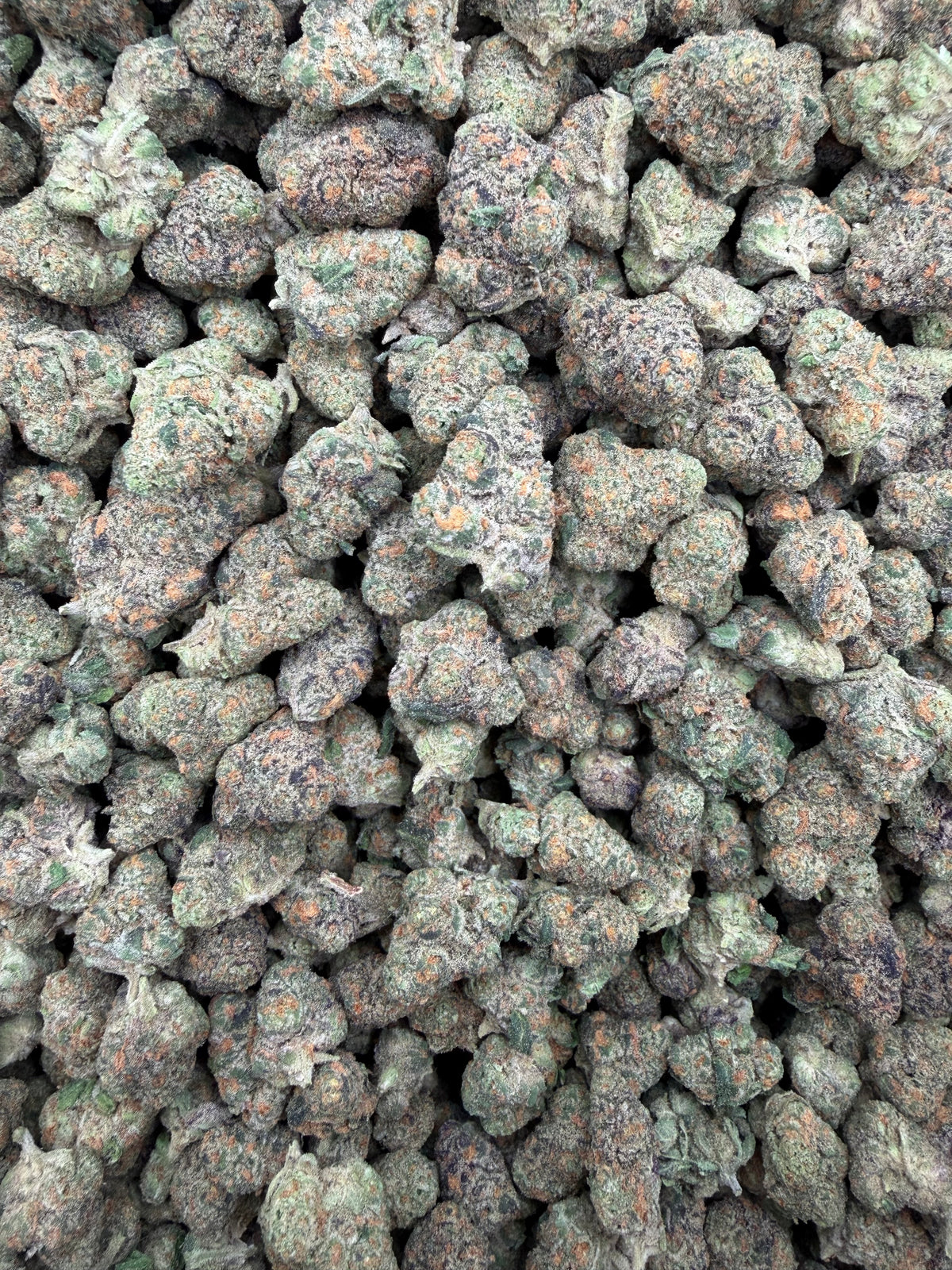 Blue Nerdz indoor smalls THCA flower — full-frame current-lot photo
