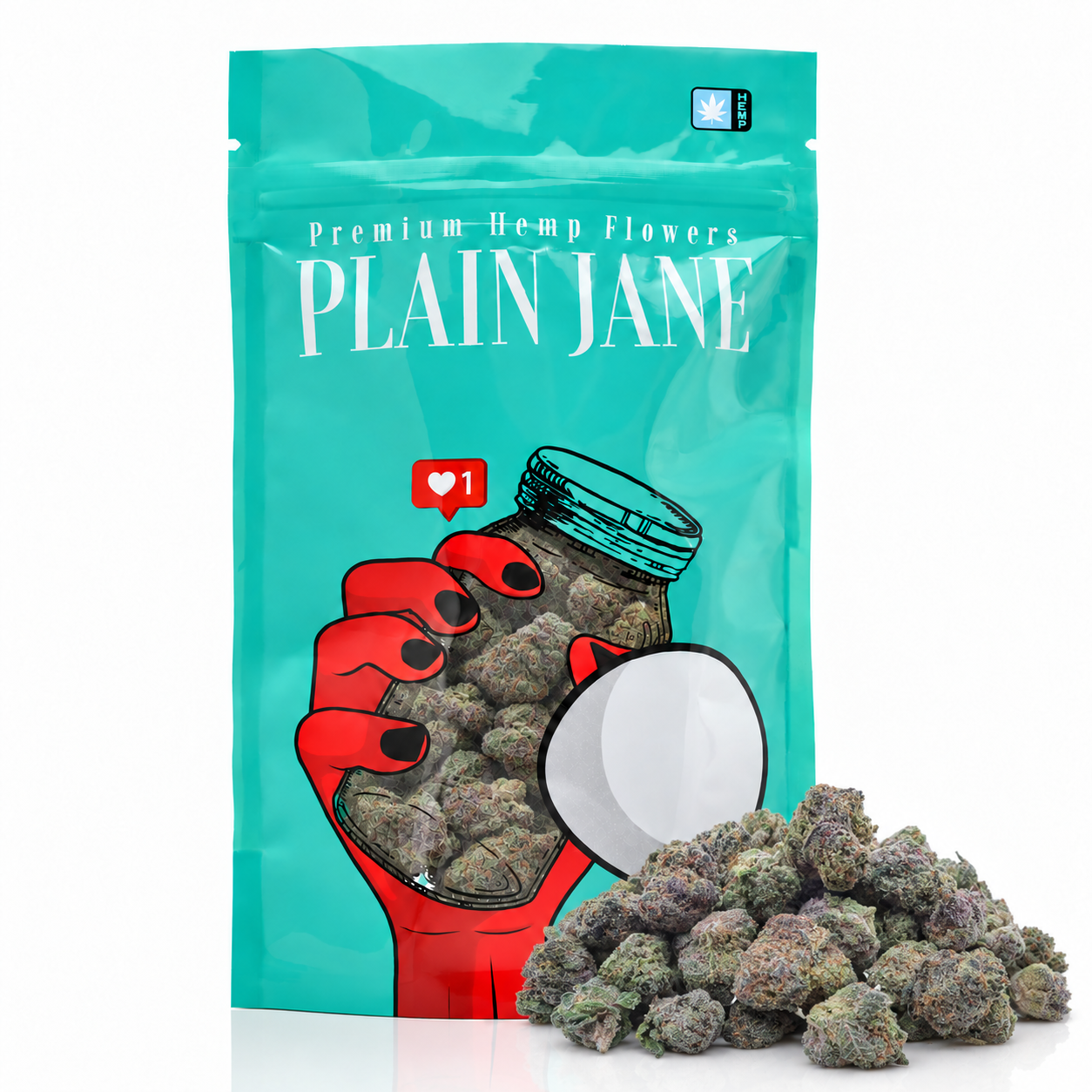 Plain Jane pouch with Bolo Runtz Smalls THCA flower current-batch buds
