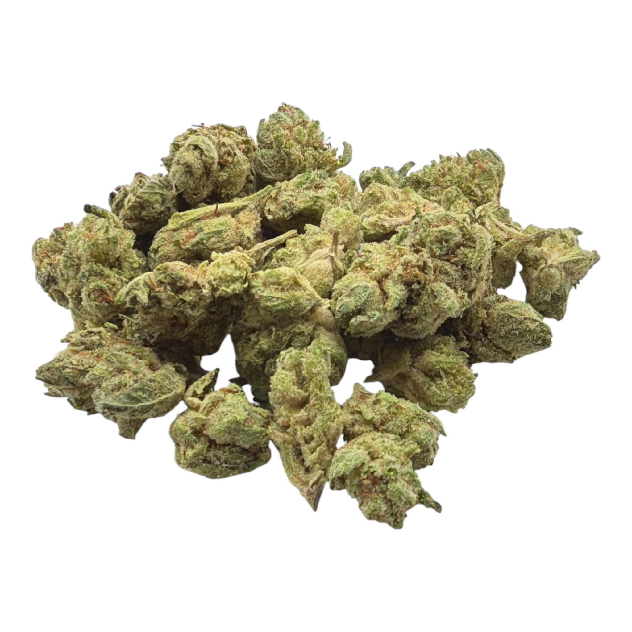 Caviar Runtz Smalls THCA flower - Gabe current-batch small-bud pile on white background