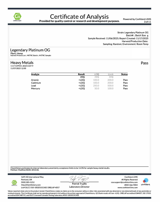 Legendary Platinum og heavy metals coa