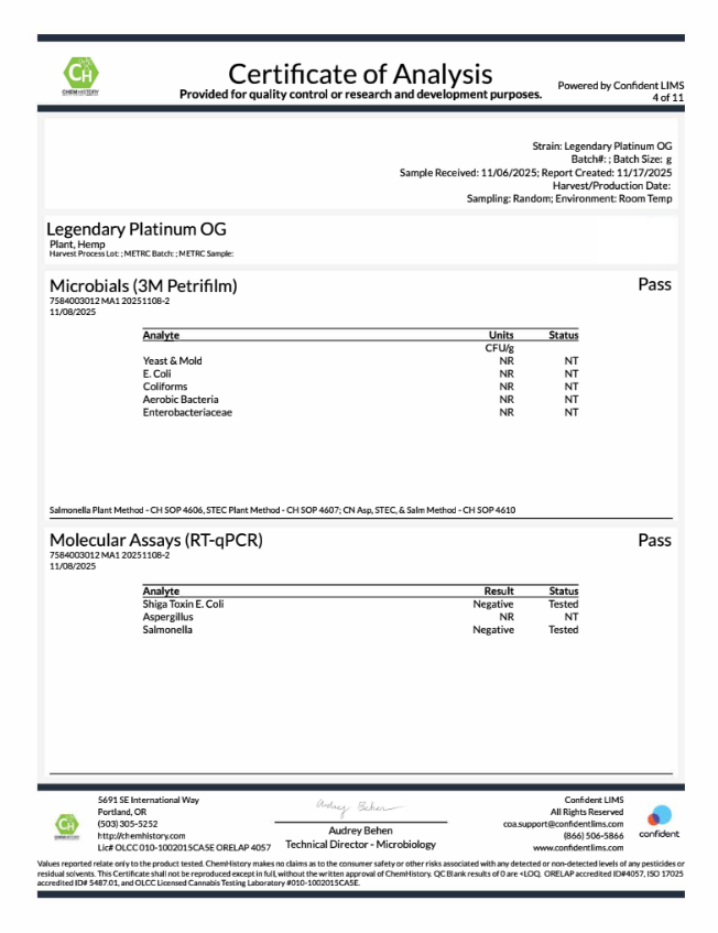 Legendary Platinum og Microbials coa