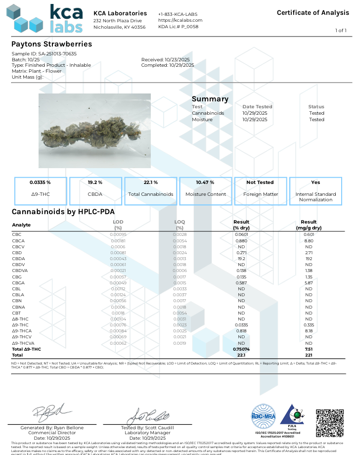 Payton's Strawberries COA