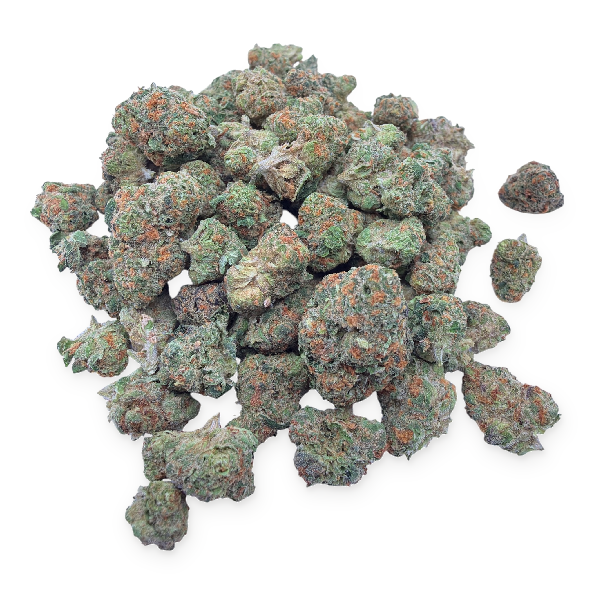 Pineapple Express Indoor Smalls THCA flower – isolated current-batch buds