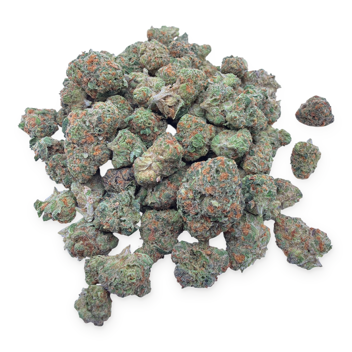 Pineapple Express Indoor Smalls THCA flower – isolated current-batch buds