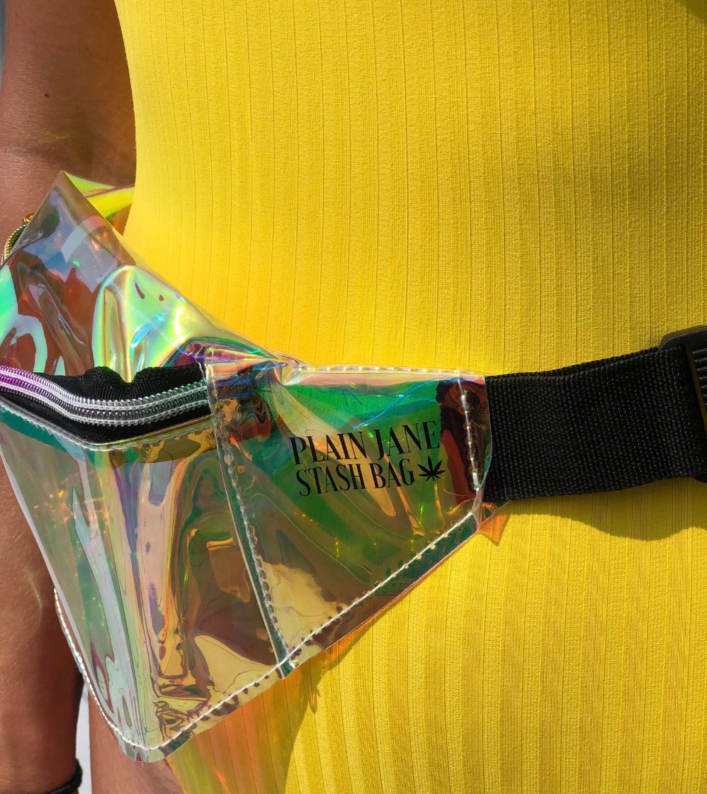 Person in bright yellow Plain Jane apparel