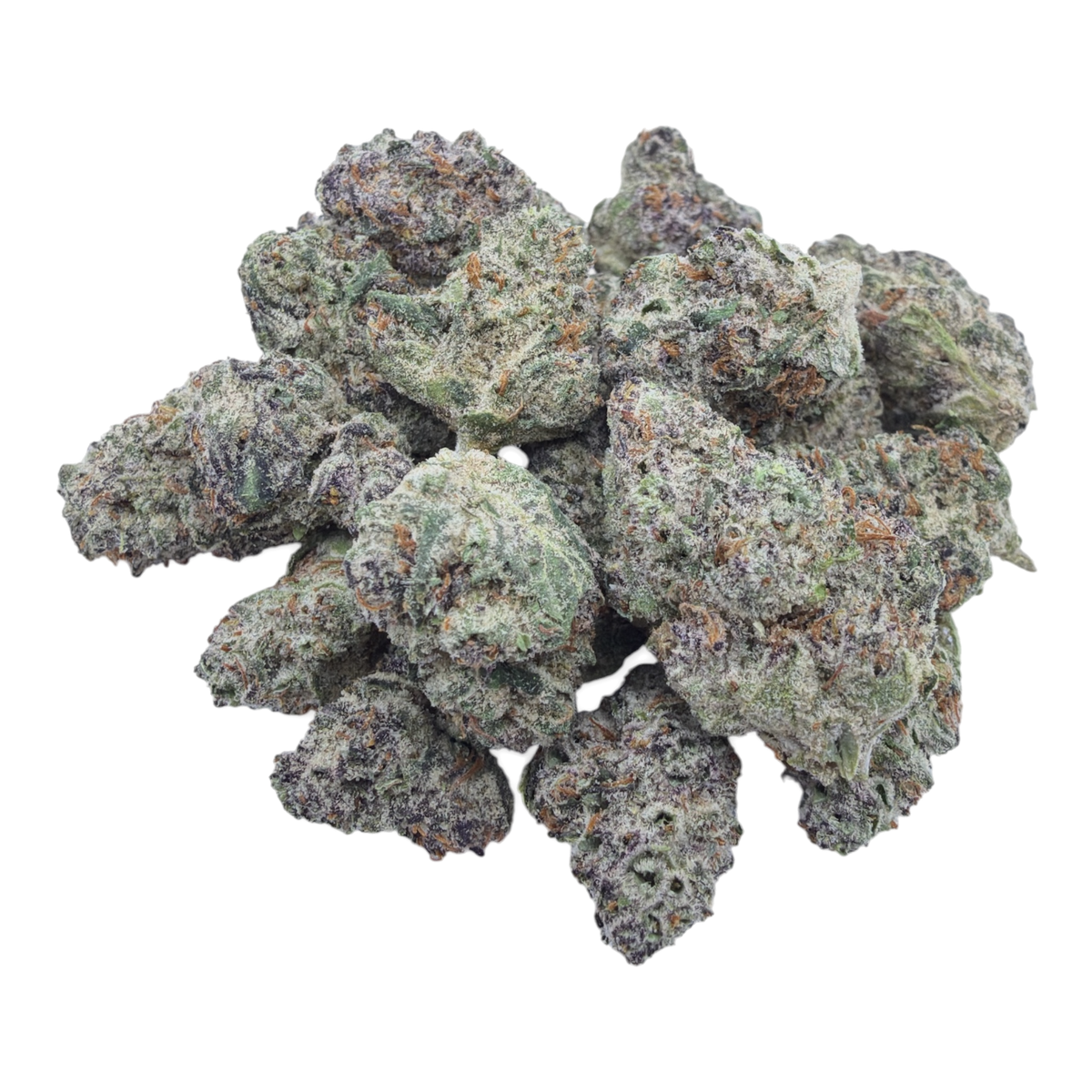 Black Piranha Indoor Smalls THCA flower isolated current-batch buds