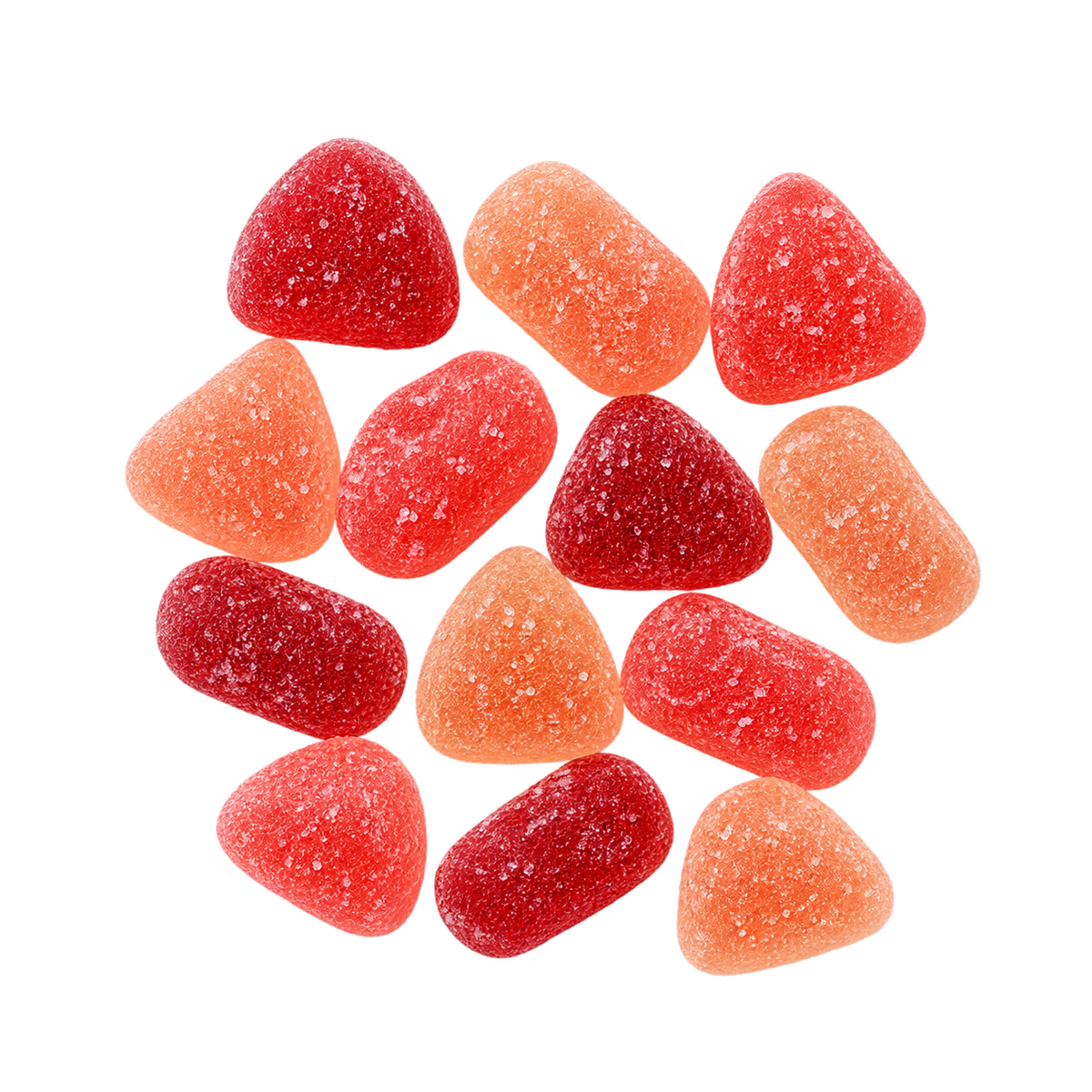 Bulk Dragon Fruit Paradise Delta 9 Gummies - loose sugar-coated gummies in a consistent overhead bulk product photo