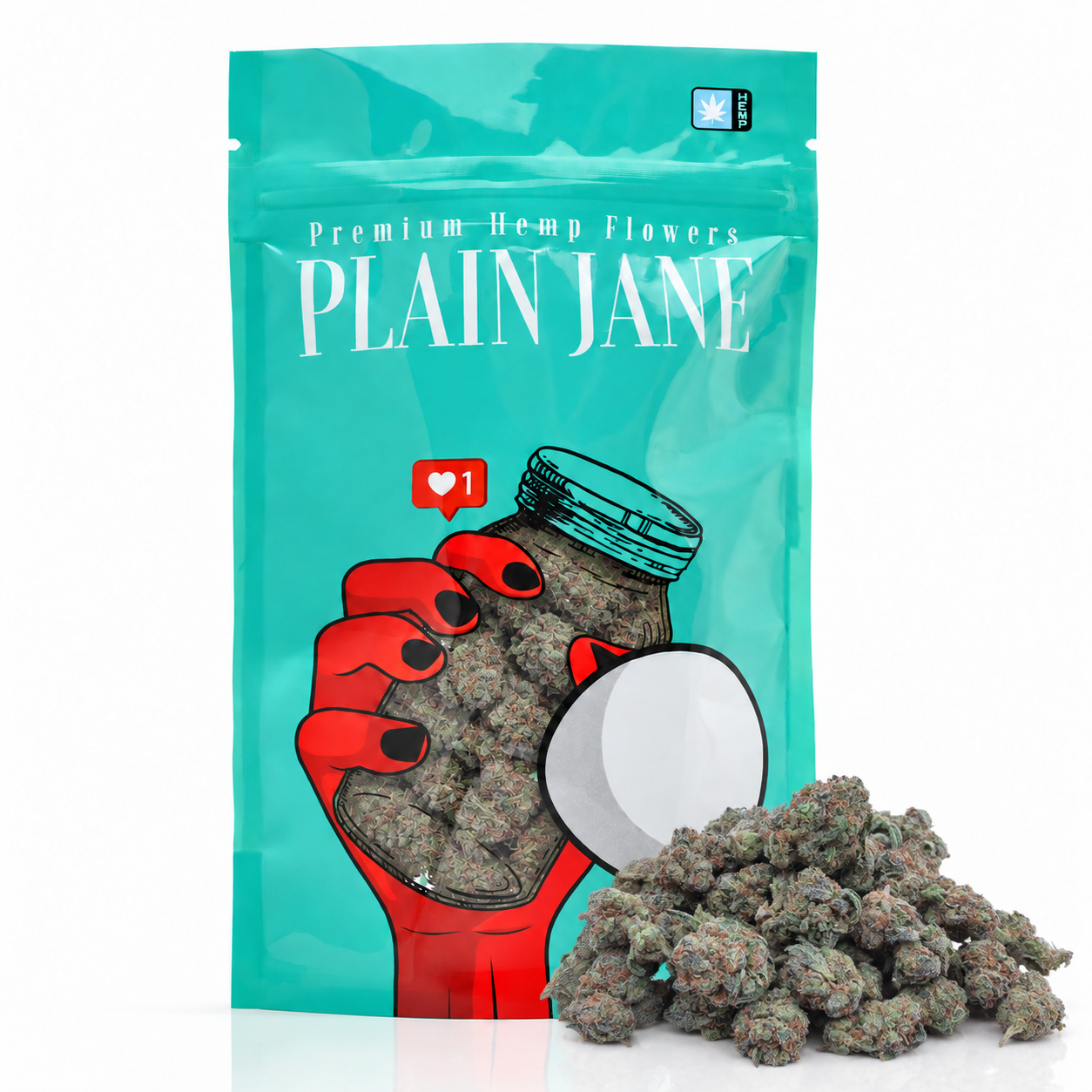 Plain Jane pouch with Space Station Indoor Smalls THCA flower current-batch buds