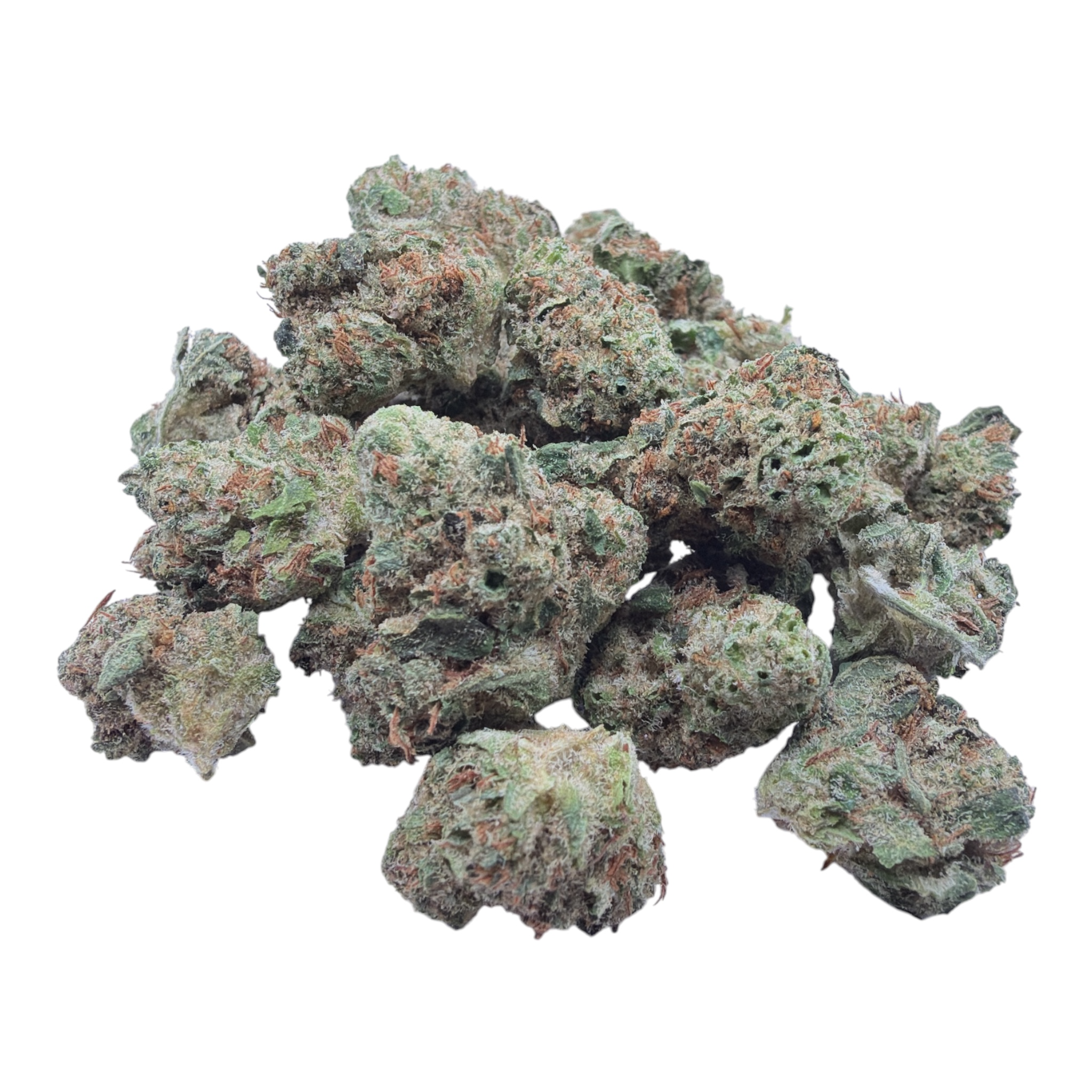 Tangerine Tree Smalls THCA flower – isolated current-batch bud on white background