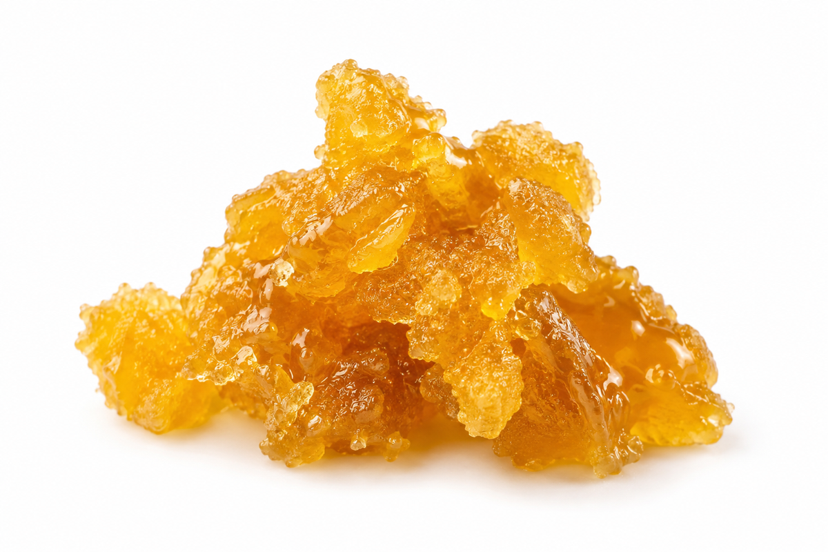 Illustrative unbranded live resin concentrate material; appearance varies by batch